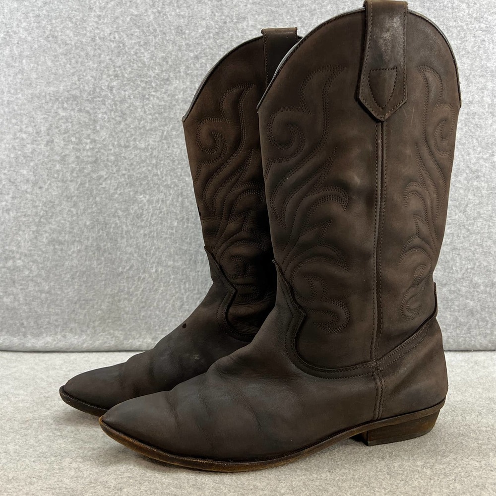 Vintage 90s Western Leather Cowboy Boot - Dark Brown - Women size 11